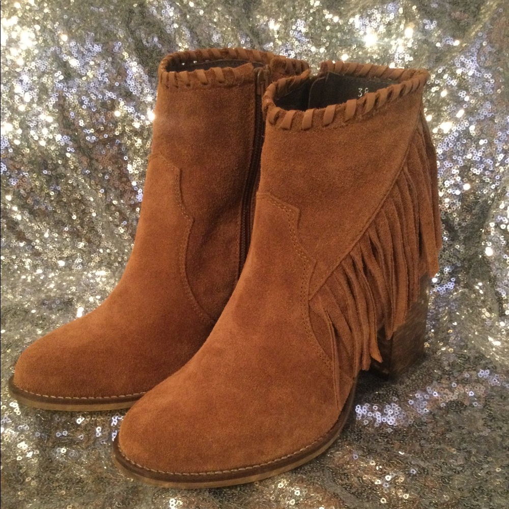 Chelsea Crew 🌼 Suede Fringe Booties Size 7 - Picture 3 of 12
